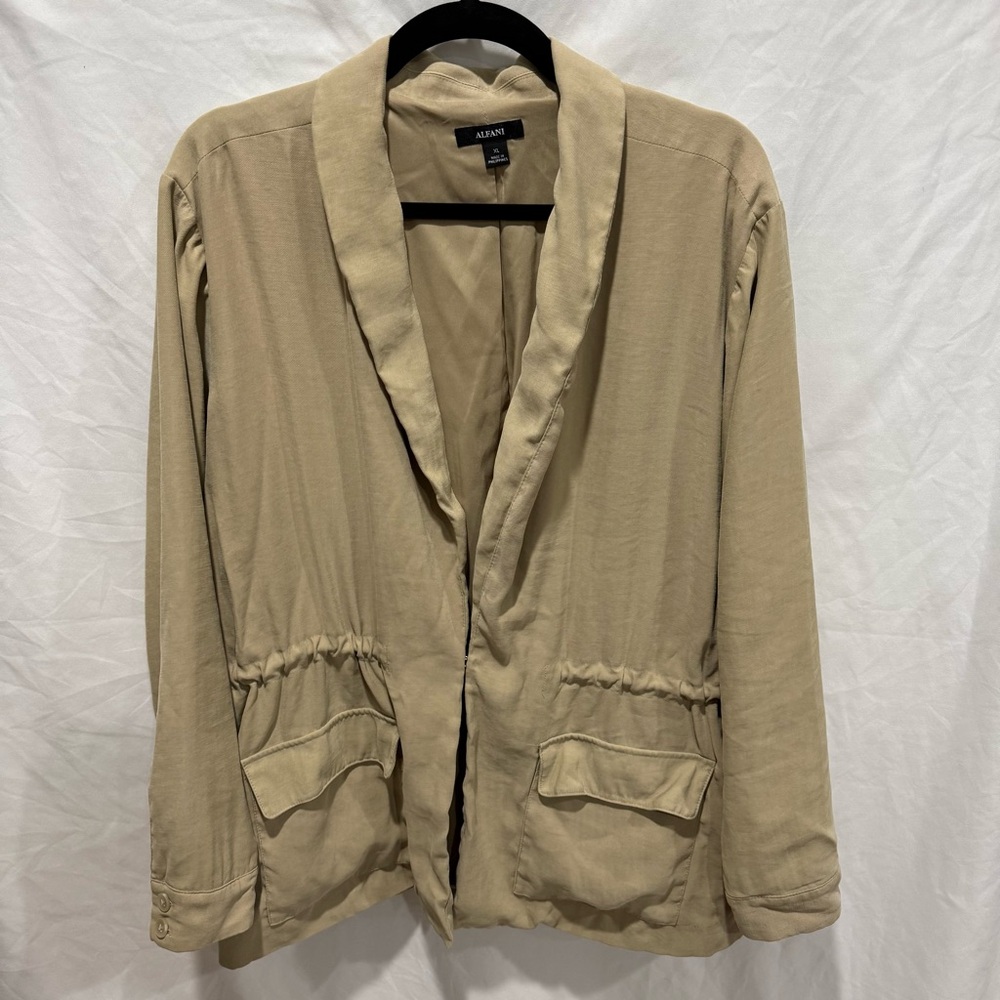 Lightweight Open Front Shawl Collar Drawstring Waist Casual Jacket XL Alfani